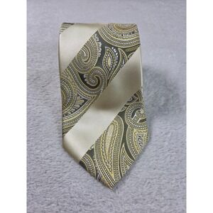 Twenty Dollar Tie Silk Tie Paisley Gold Cream Mens Necktie Hand Made Classic...